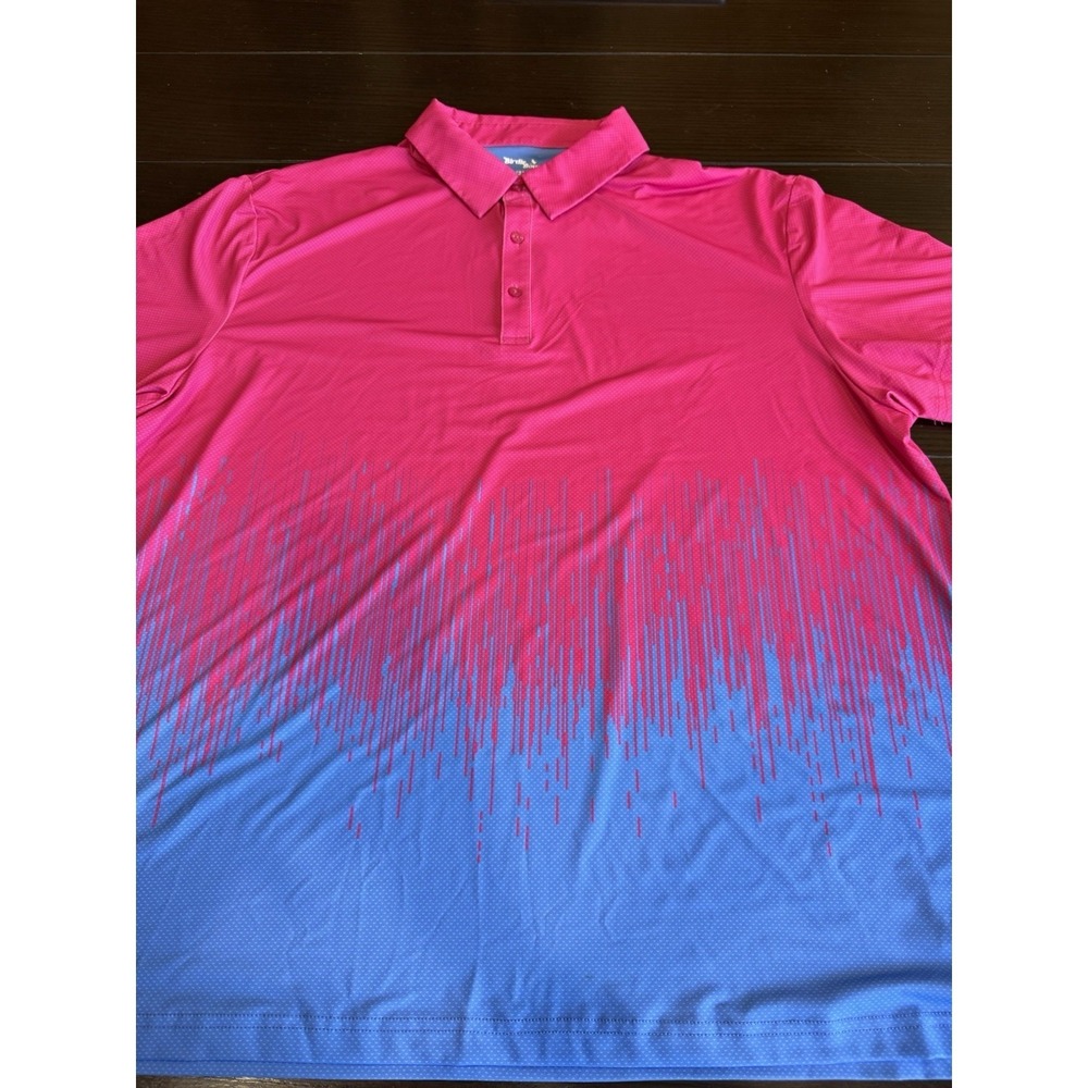 Birdie Bound Polo Shirt Mens 3XL Pink Blue  Logo Print Golf Performance Stretch